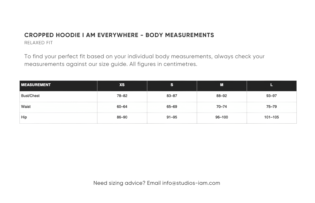 Body measurements chart