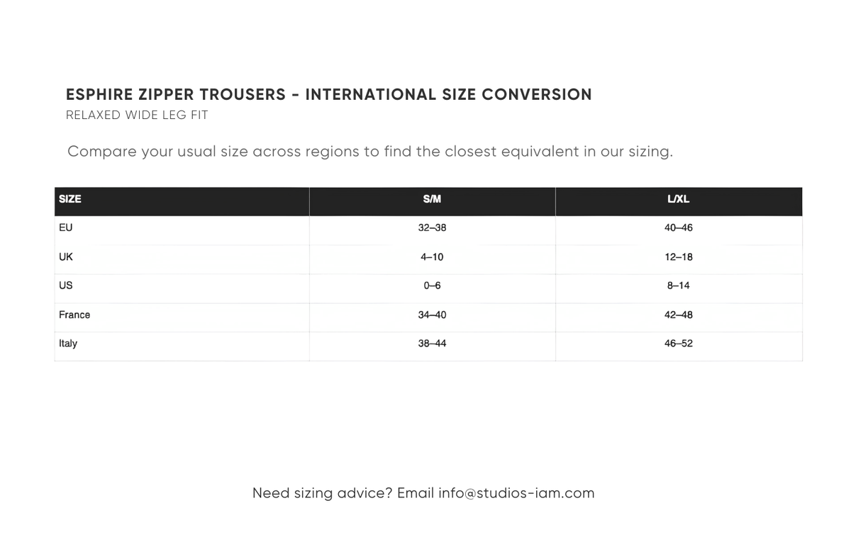 International size chart