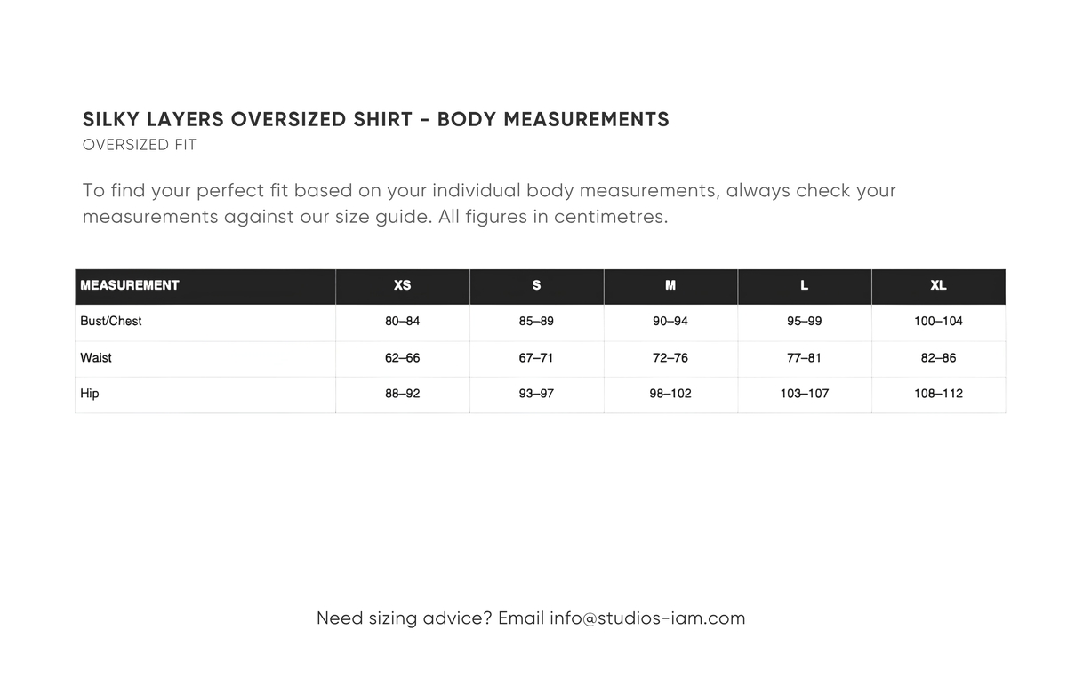 Body measurements chart