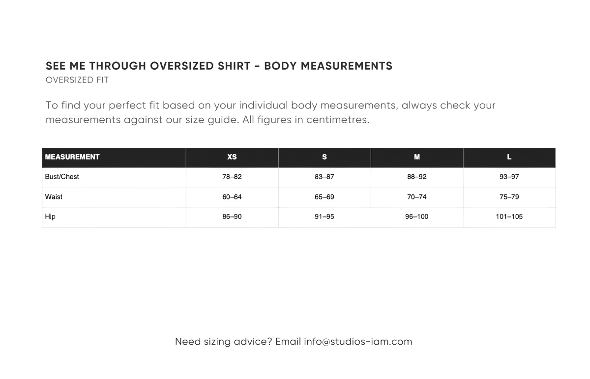 Body measurements chart