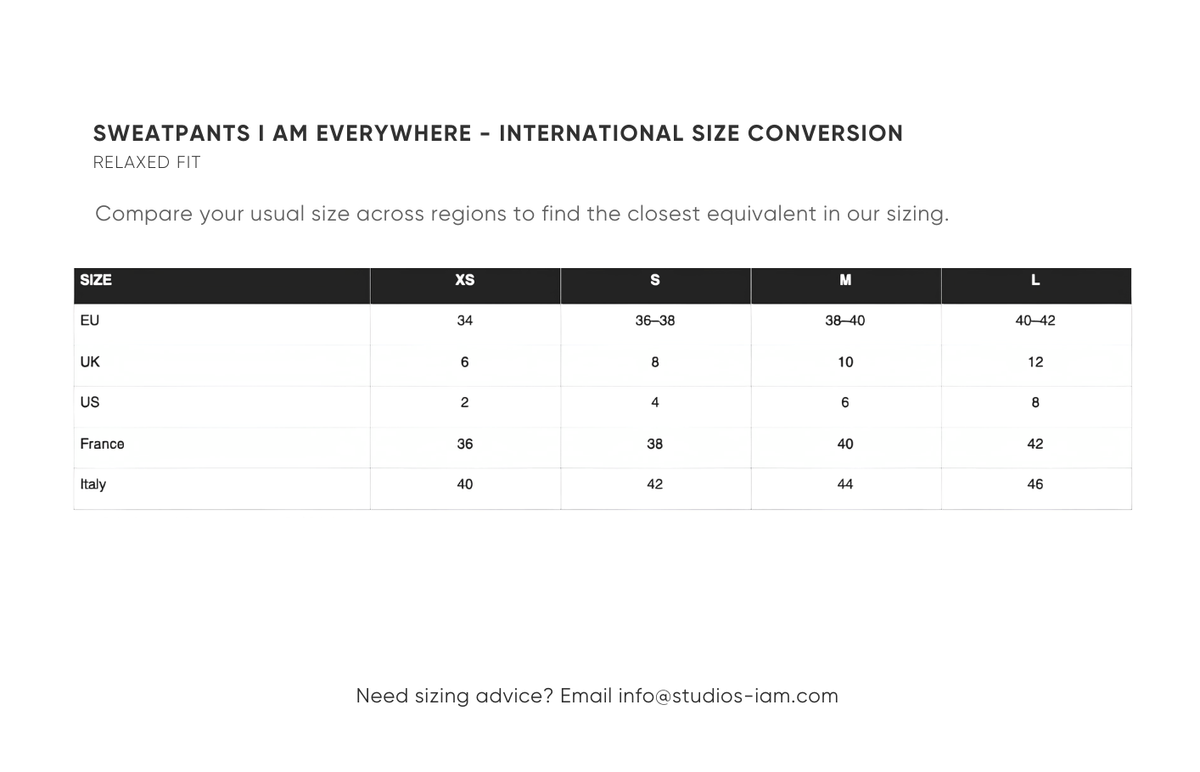 International size chart