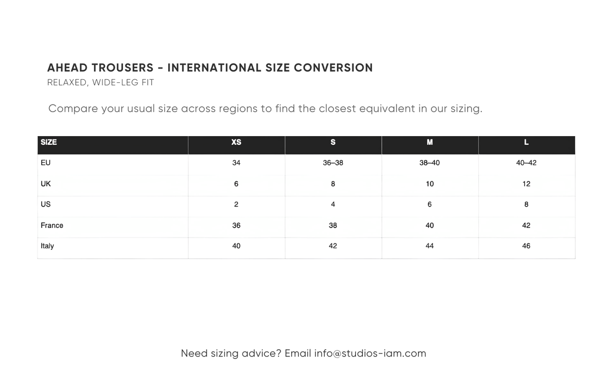 International size chart