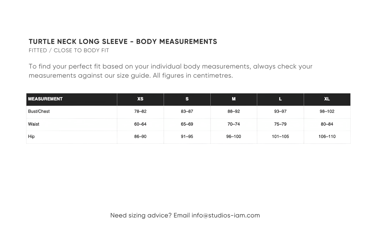 Body measurements chart