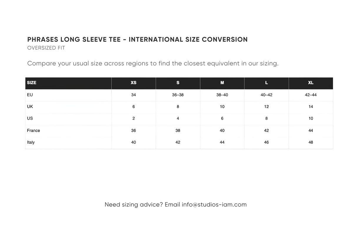 International size chart