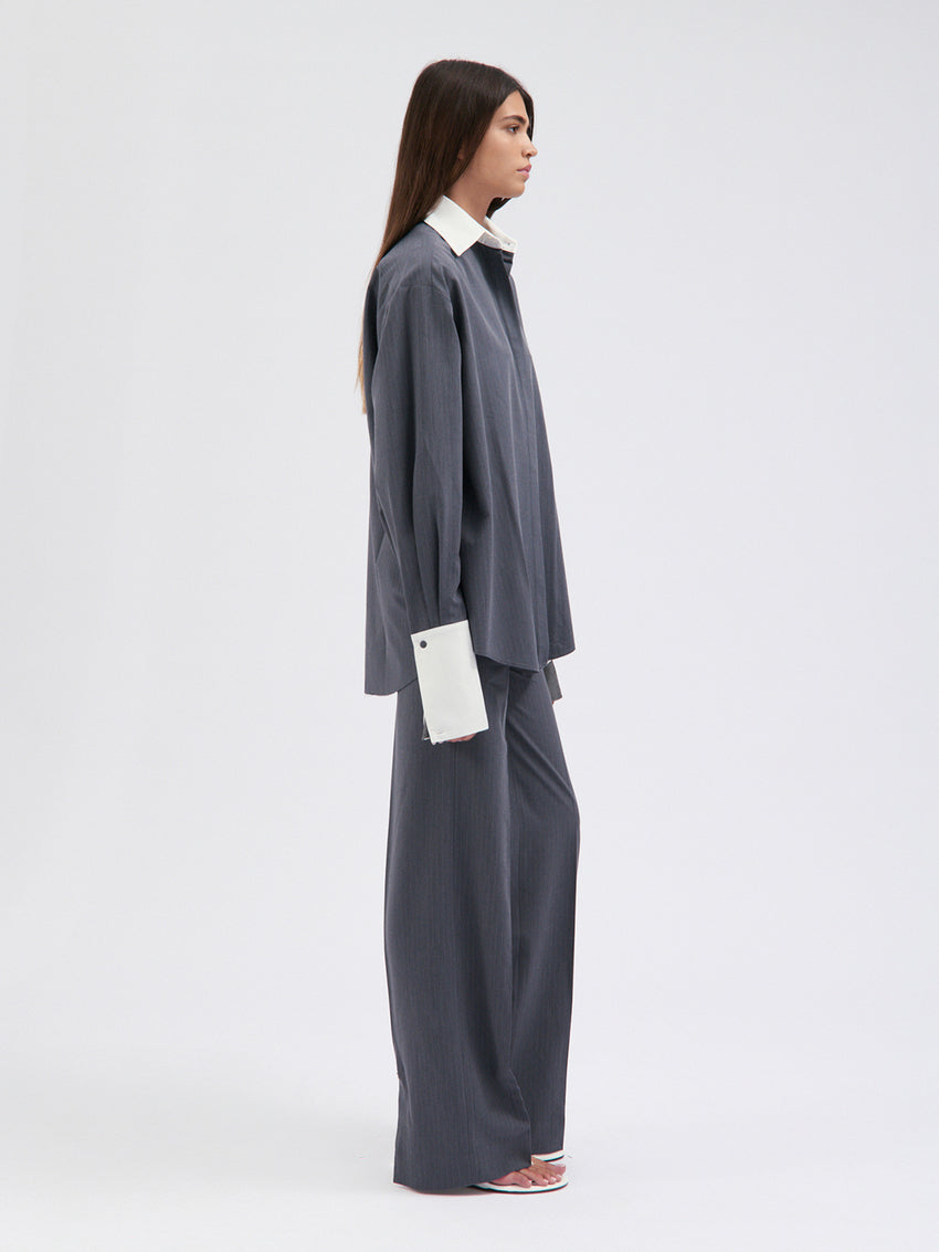 STRIPES OVERSIZED " I AM CUFF" SHIRT