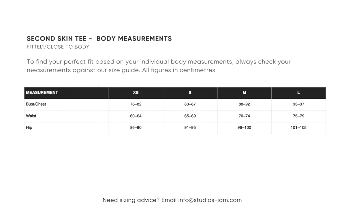 Body measurements chart