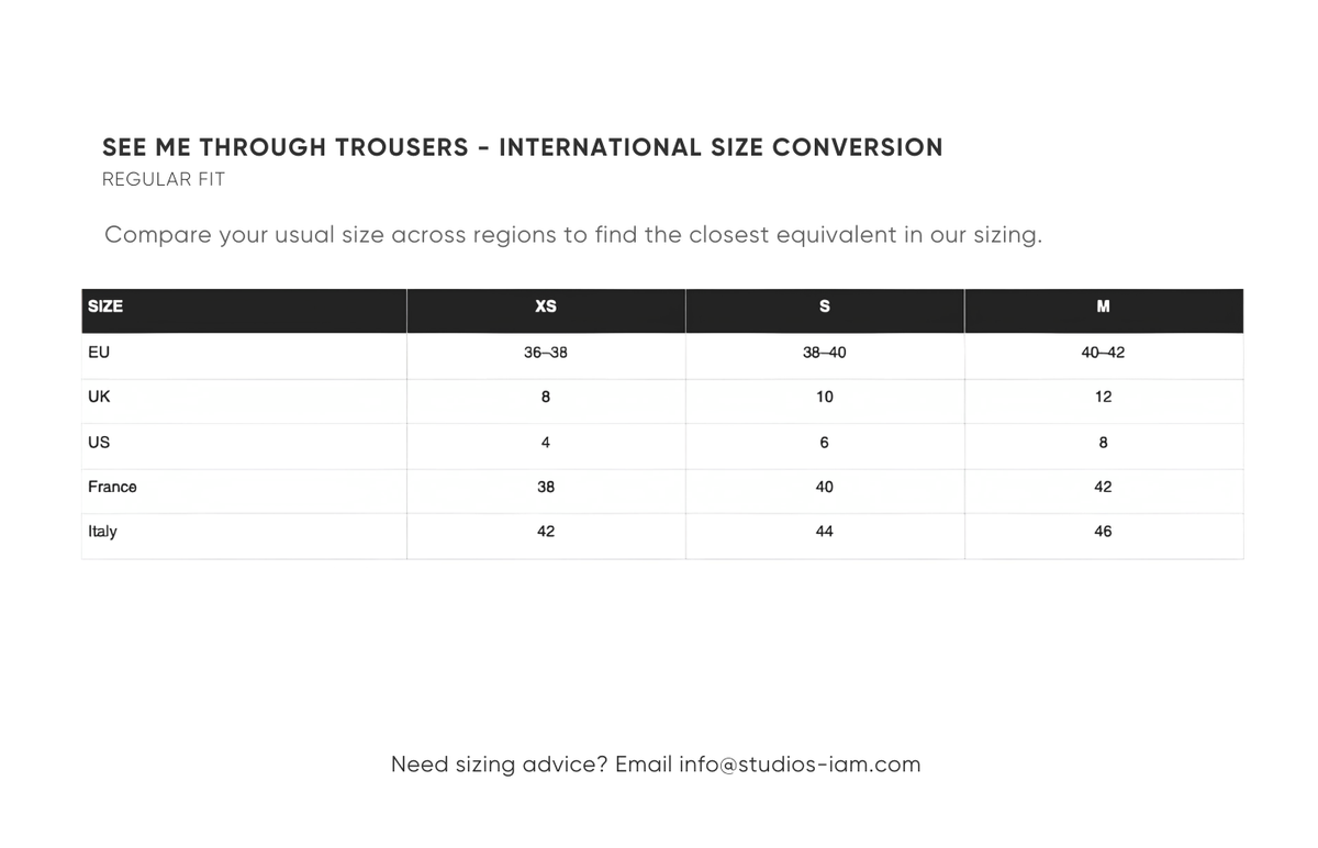 International size chart